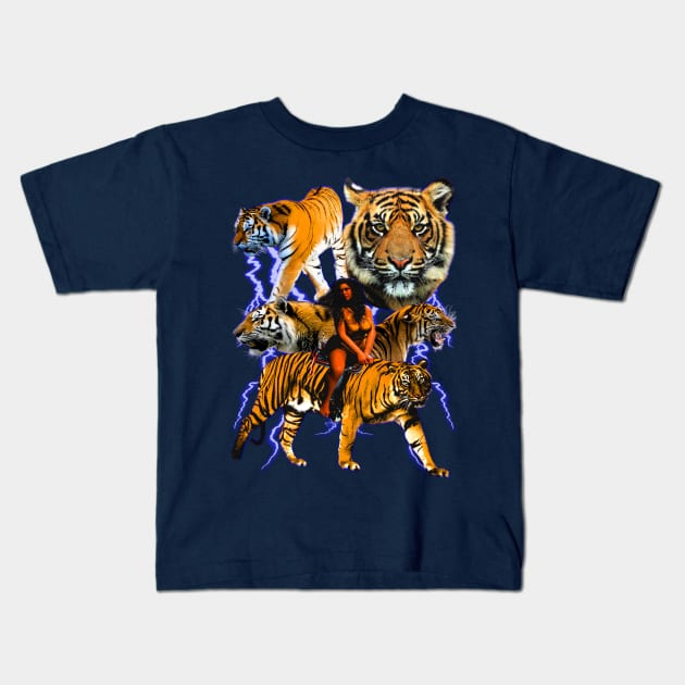 Lightning Tigers - Vintage 90's Graphic Very Cool And Sick Kids T-Shirt by blueversion